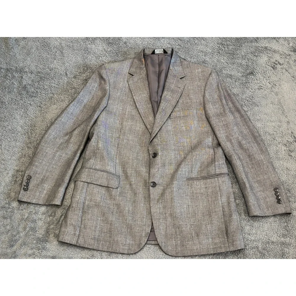 Joseph A Bank Sport Coat Blazer Mens 44R Gray Silk Camelhair Blend Jacket FLAW